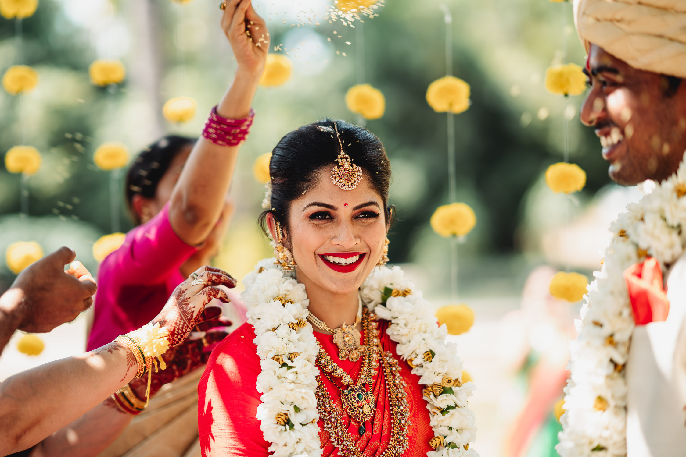 Candid wedding image of bride in Mysore